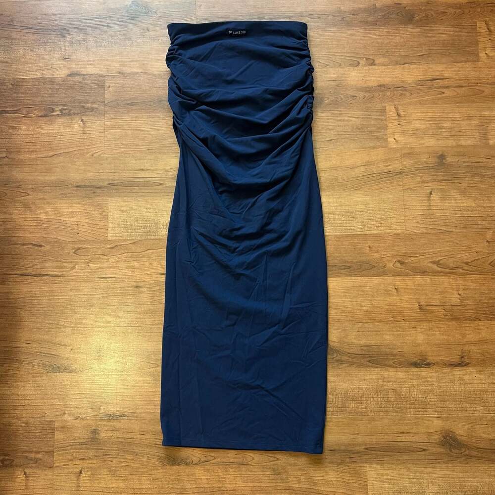 Fabletics Luxe 360 Ruched Maxi Sleek Skirt- Navy Blue Size S